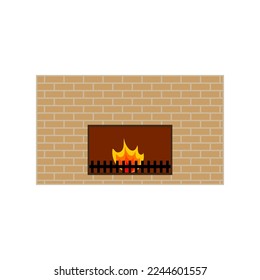 cartoon fireplace icon. Vector illustration. Stock image.
