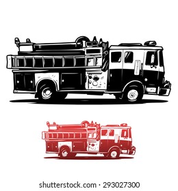 Cartoon Firetruck on a white background