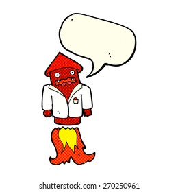 cartoon firework in business suit with speech bubble