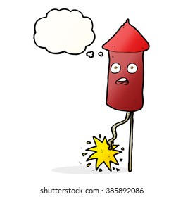 cartoon firework with thought bubble