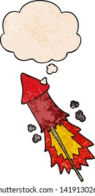 Cartoon-Feuerwerk mit Gedankenblase im Stilstil