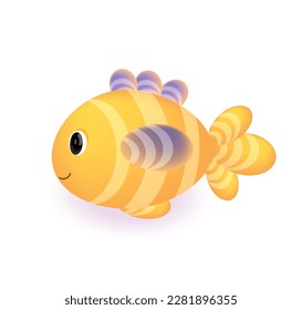 Cartoon fish, 3d design. Vector illustration suitable for kids goods. 