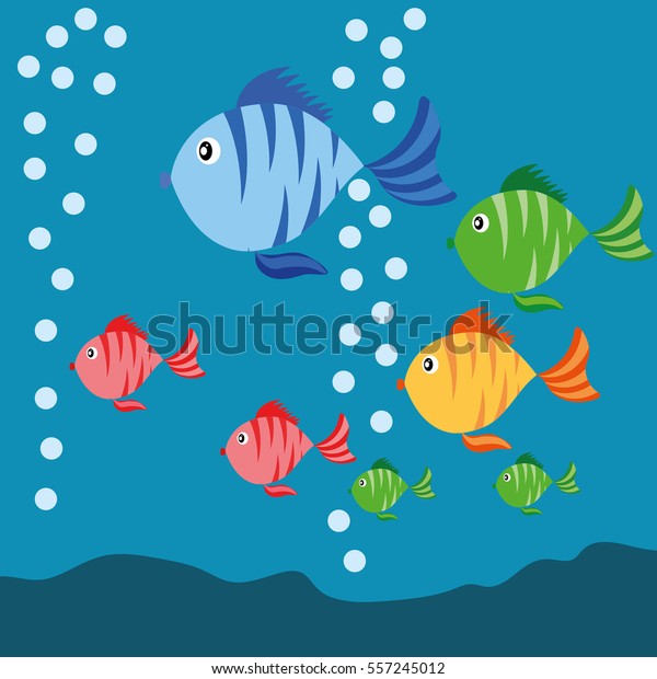 Cartoon Fish Aquarium Illustration Stock Vector (Royalty Free) 557245012