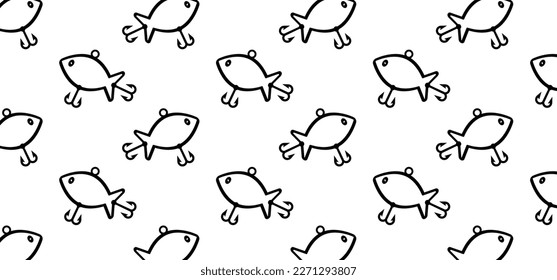 Cartoon fish banner for fishing icon or pictogram. Favorite hobby sport for people. Fish food or fish hook or fishhook. National go fishing day. Vector icon or logo.