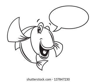 Cartoon fish with bubble speech