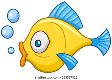 Cartoon fish with bubbles