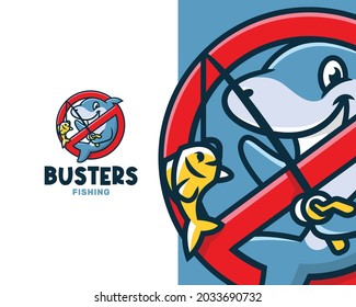 Cartoon Fish Busters Logo Template