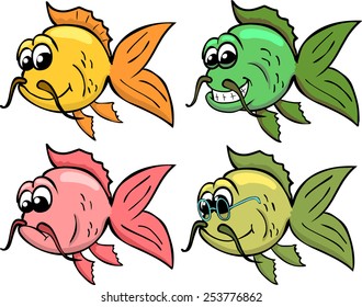 Cartoon Fish characters.Vector 