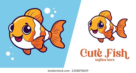 Cartoon fish with a cheerful demeanor in an undersea world.
