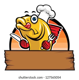 Cartoon Of Fish Chef