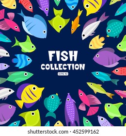 Cartoon fish collection background