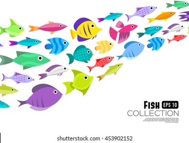 Cartoon fish collection background