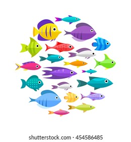 Cartoon fish collection background