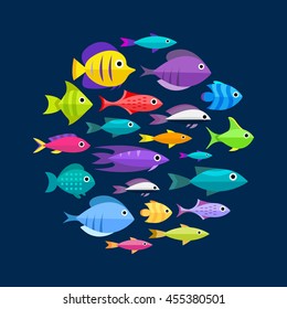 Cartoon fish collection background