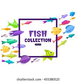 Cartoon fish collection background