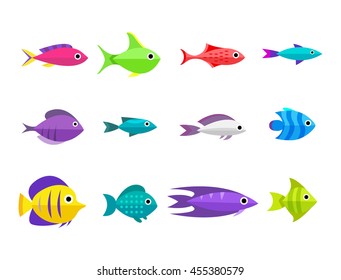 Fondo de la colección de peces de caricatura