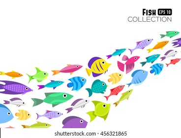 Cartoon fish collection background