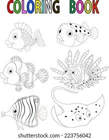 Cartoon fish coloring book