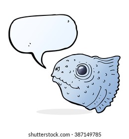 cartoon fish head with speech bubble