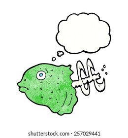 cartoon fish head with thought bubble