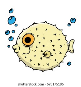 Cartoon Fish Hedgehog Vector Illustration Stock Vector (Royalty Free ...