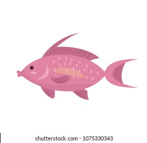 Cartoon fish icon on white background. Vector illustration.