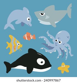 Cartoon Fish Illustration Set