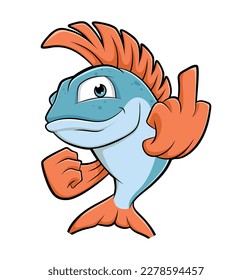 cartoon fish illustration in white background
