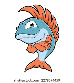 cartoon fish illustration in white background