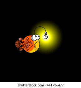 Cartoon Fish Lantern Illustration.