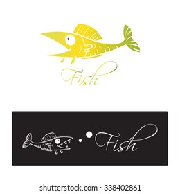 Cartoon fish logo. Vector image.