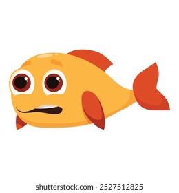 Cartoon fish olhando assustado, com sua boca aberta e olhos largos, expressando medo e preocupação