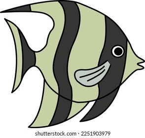 Cartoon fish Moorish idol. Moorish idol fish vector illustration isolated on white background