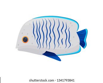 Cartoon fish on white background. Vector illustration.