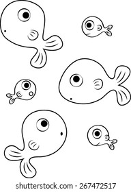 Cartoon Fish Outlines - Vector Art