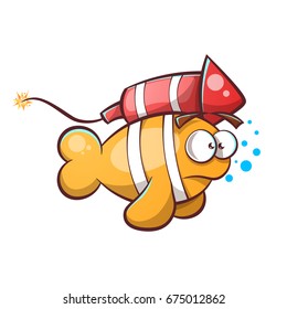 Cartoon fish with rocket. Vector, eps 10