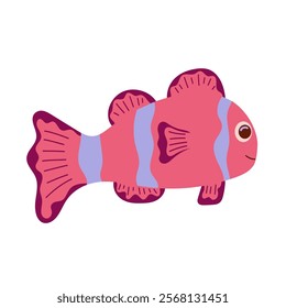 Cartoon fish. Seafood, water animals wildlife. Vector isolated on white background