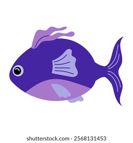 Cartoon fish. Seafood, water animals wildlife. Vector isolated on white background