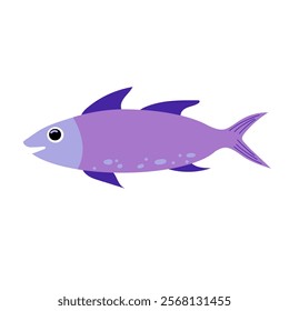 Cartoon fish. Seafood, water animals wildlife. Vector isolated on white background