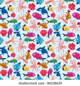 cartoon fish seamless pattern