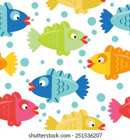 cartoon fish seamless pattern. vector