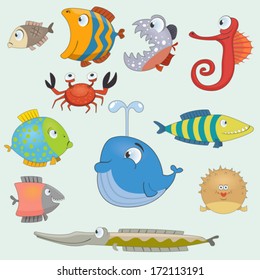 Cartoon fish set