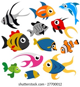 cartoon fish set vector
