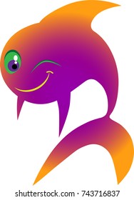 Cartoon fish smiles set 4