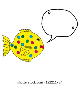 Cartoon Fish with Speech Bubble