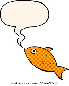 cartoon fish with speech bubble in comic book style