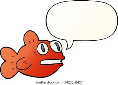 cartoon fish with speech bubble in smooth gradient style