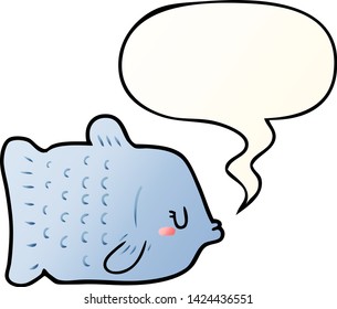 cartoon fish with speech bubble in smooth gradient style