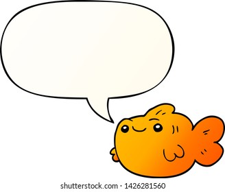 peces de dibujos animados con burbuja de habla en un estilo de gradiente suave