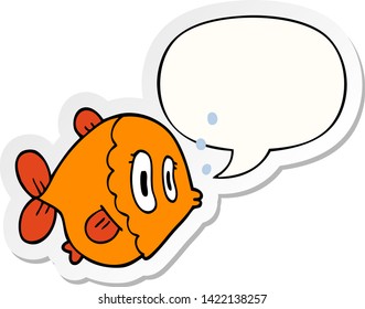 cartoon fish with speech bubble sticker